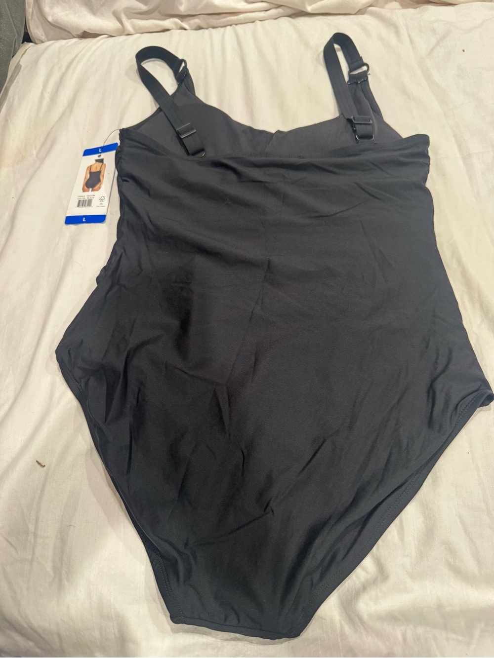 NWT- DKNY Black One-Piece Swimsuit with Ring Strap Detail. - Picture 8 of 16